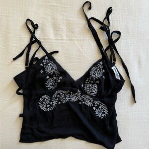 Princess Polly Black Embroidered Top